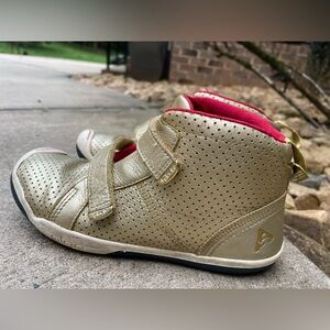 PLAE Gold Kids Shoes with Pink Accents